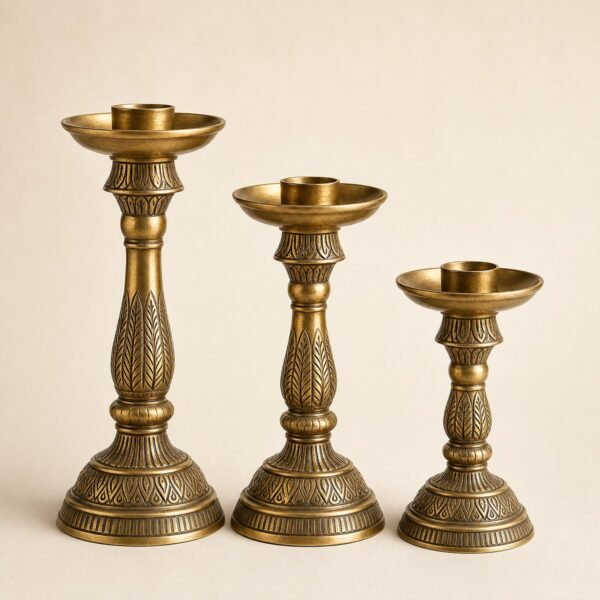Brass Finish Candle Holder Set - VIDHISRI