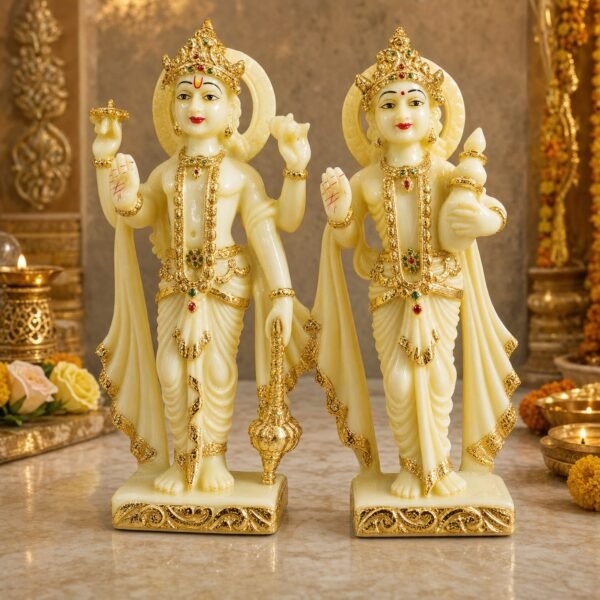 Ivory Gold Divine Couple Idol Set - VIDHISRI