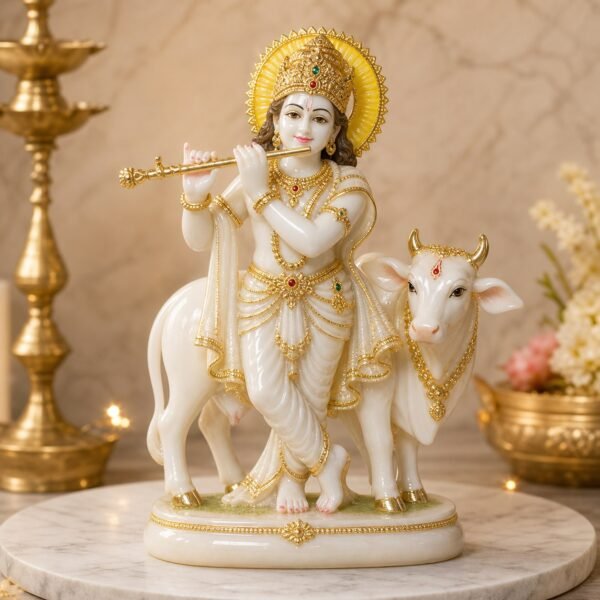 Krishna Flute With Cow Idol - VIDHISRI