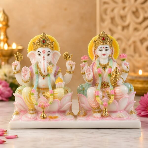 Lakshmi Ganesha Lotus Pair Idol - VIDHISRI