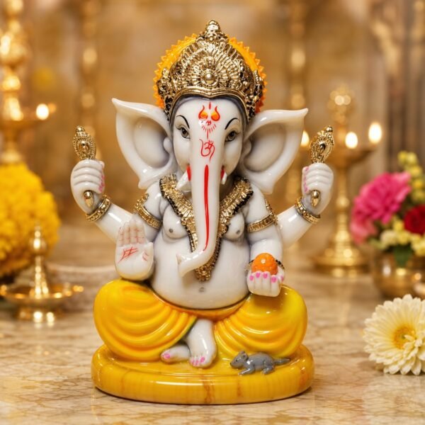 Yellow Seat Ganesha Idol - VIDHISRI