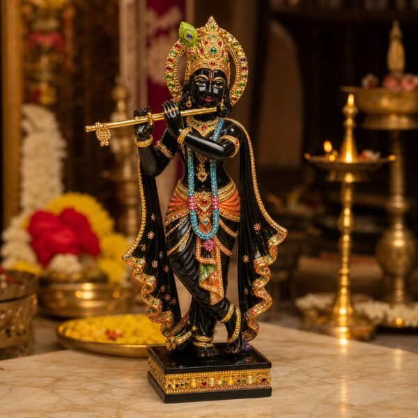 Black Krishna Flute Idol - VIDHISRI