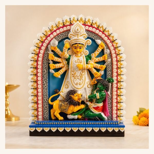 White Gold Durga Arch Idol - VIDHISRI