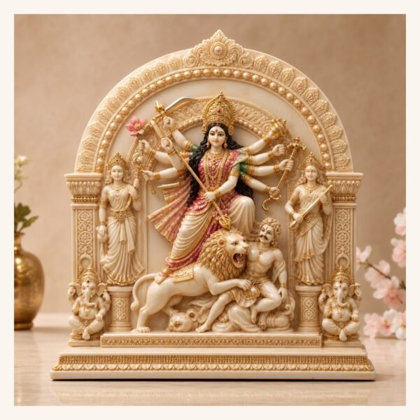 Ivory Gold Durga Mandap Idol - VIDHISRI